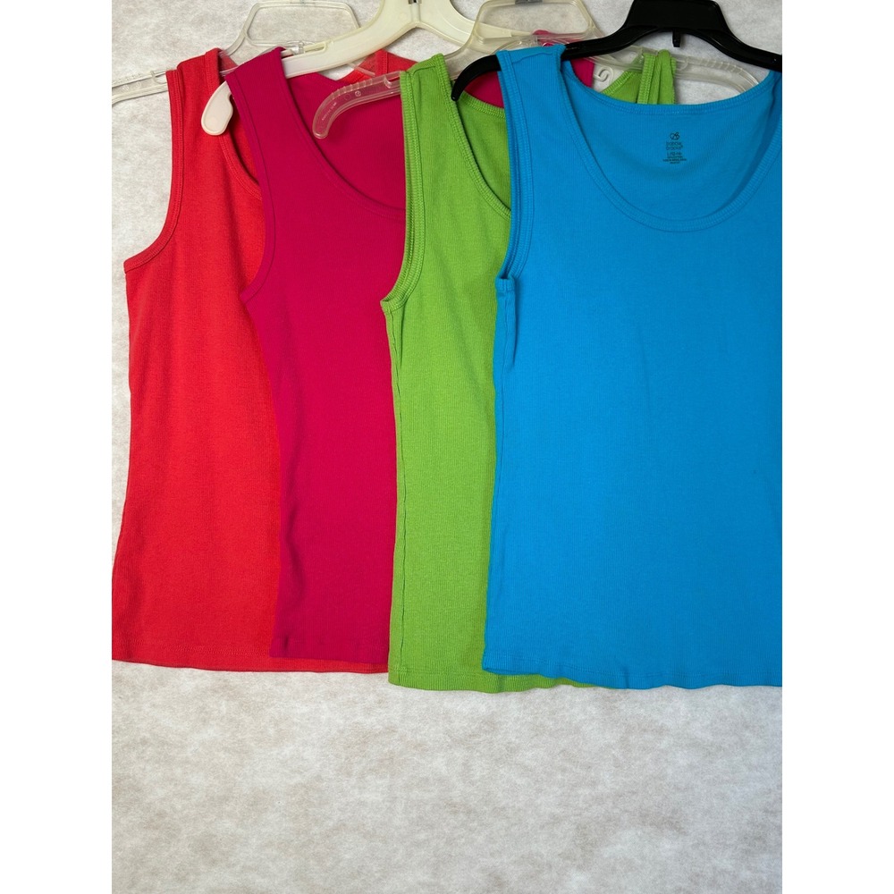 Bobbie Brooks No Boundaries Ribbed Tank Tops 4 Pack Red Pink Green Blue Large XL